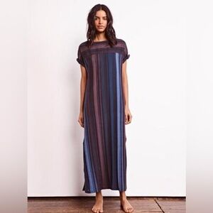 Ace & Jig Liberty Column Dress in Bewitched Striped Navy Blue Maxi Dress Small